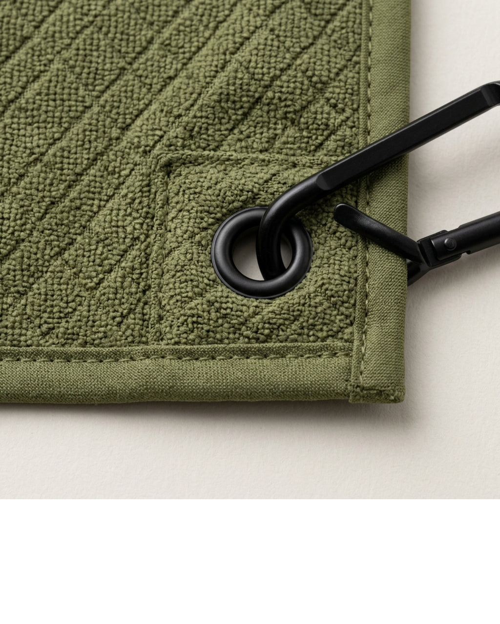 Txfvd Diamond-Weave Court Towel with Grommet and Carabiner Moss - Detail view