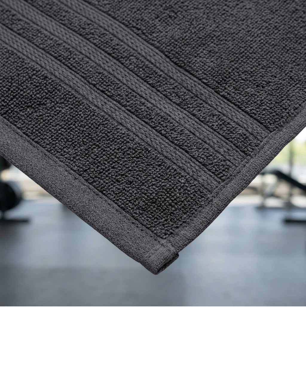 Txfvd Ribbed Cotton Terry Gym Towel 90 x 35 cm Charcoal - Detail view