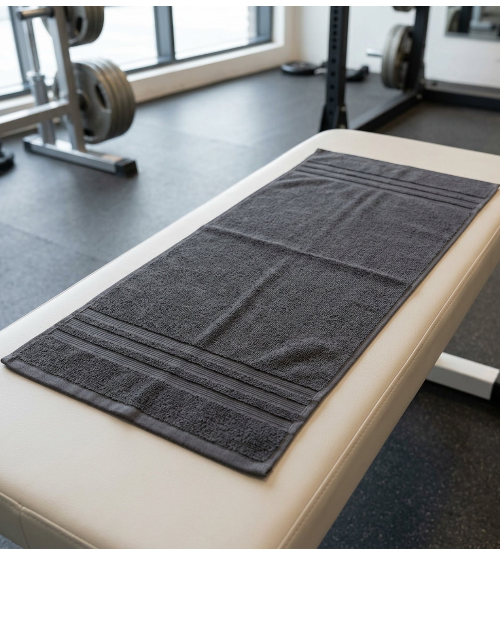 Txfvd Ribbed Cotton Terry Gym Towel 90 x 35 cm Charcoal - Lifestyle view
