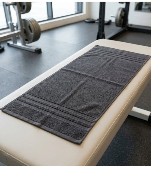Txfvd Ribbed Cotton Terry Gym Towel 90 x 35 cm Charcoal - Lifestyle view